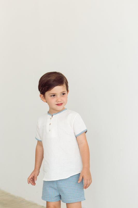 Conjunto varón short cuadros camisería