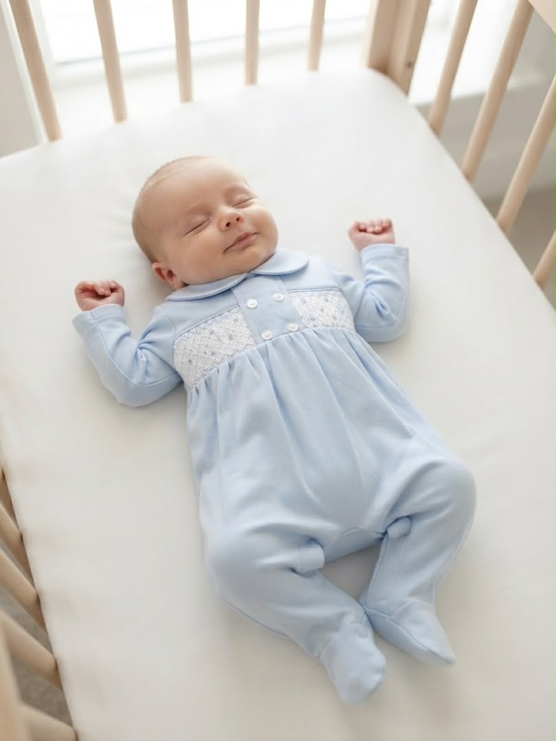 Pijama nido de abeja azul