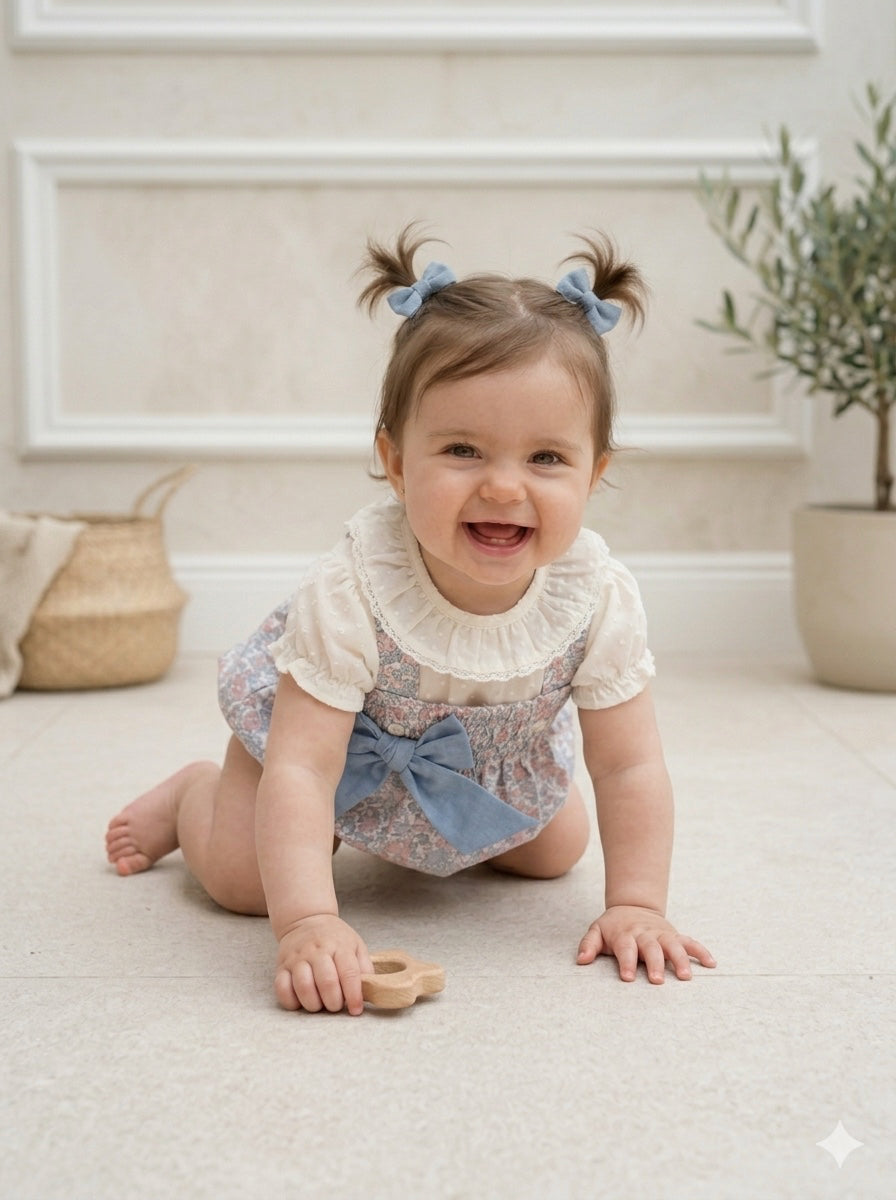 Bombacha alta flores medias rosa combinada