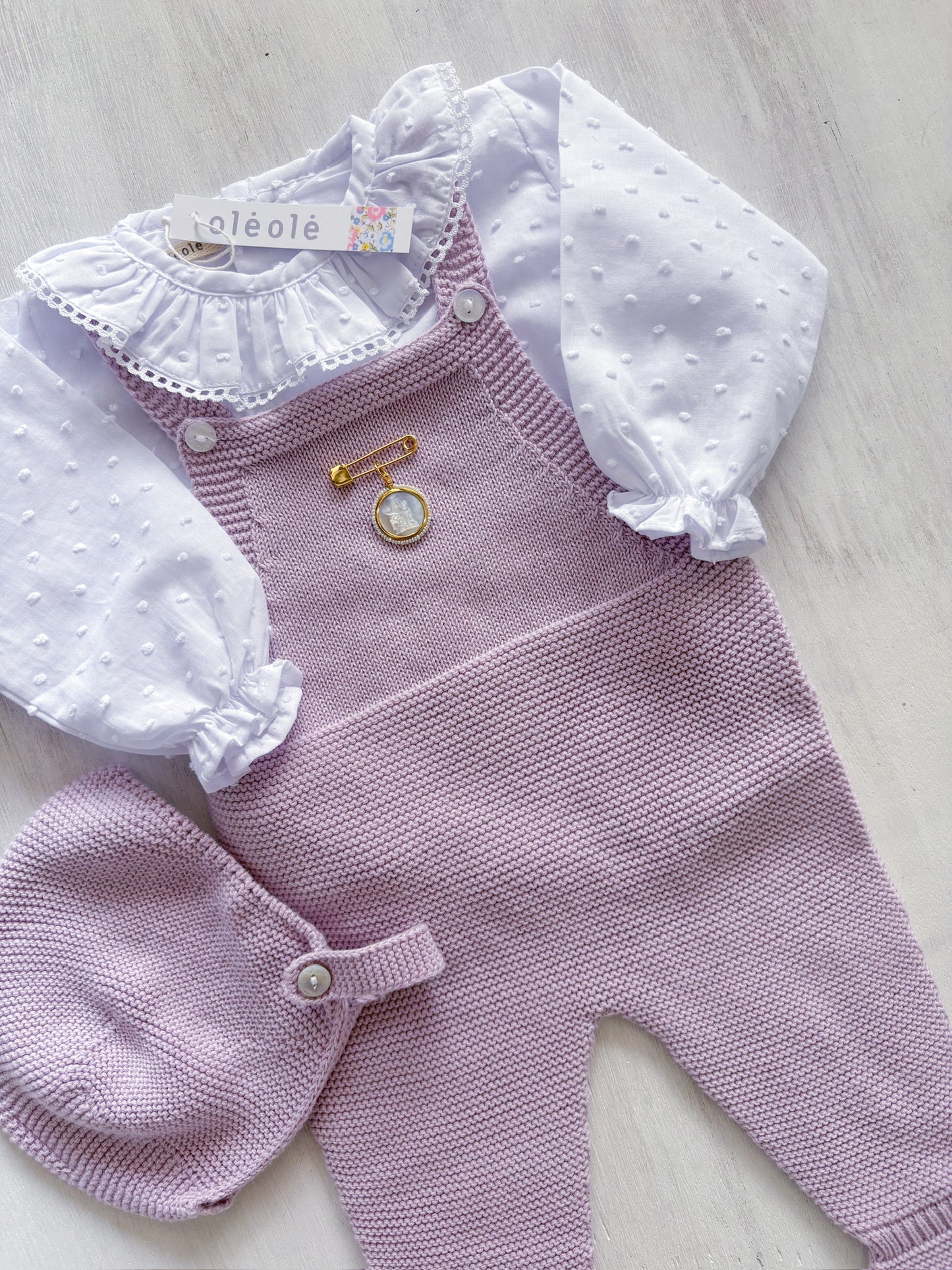 Conjunto peto c/gorro lila