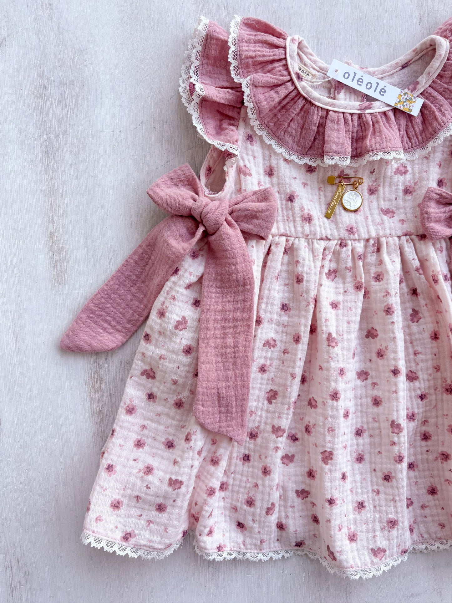Vestido ranita boblé flores medianas tonos rasados