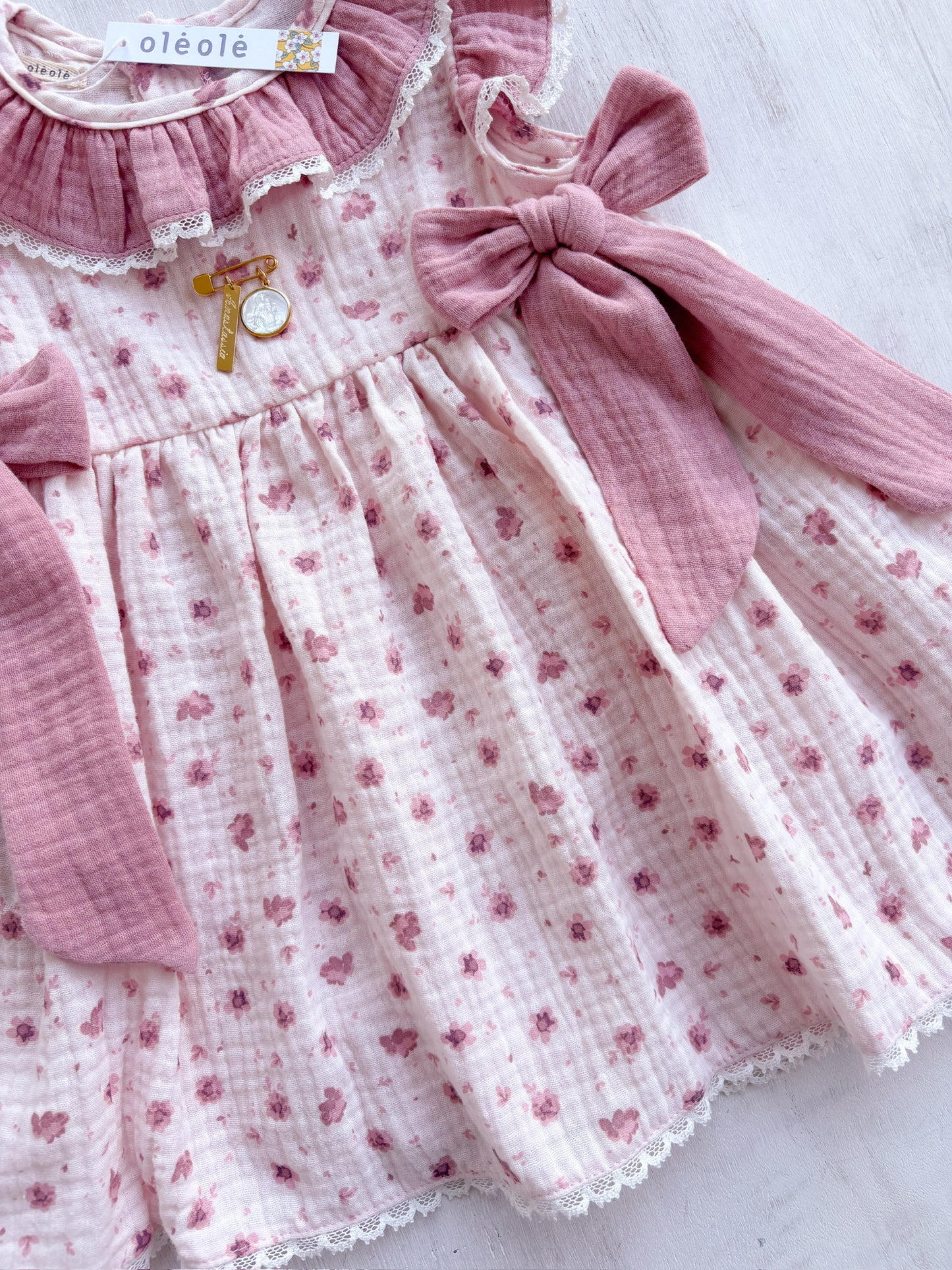 Vestido ranita boblé flores medianas tonos rasados