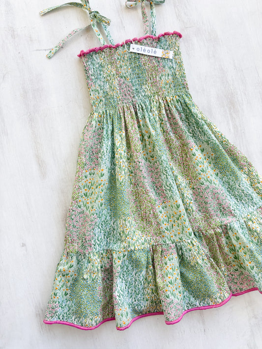 Vestido arruchado flores jardin campestre
