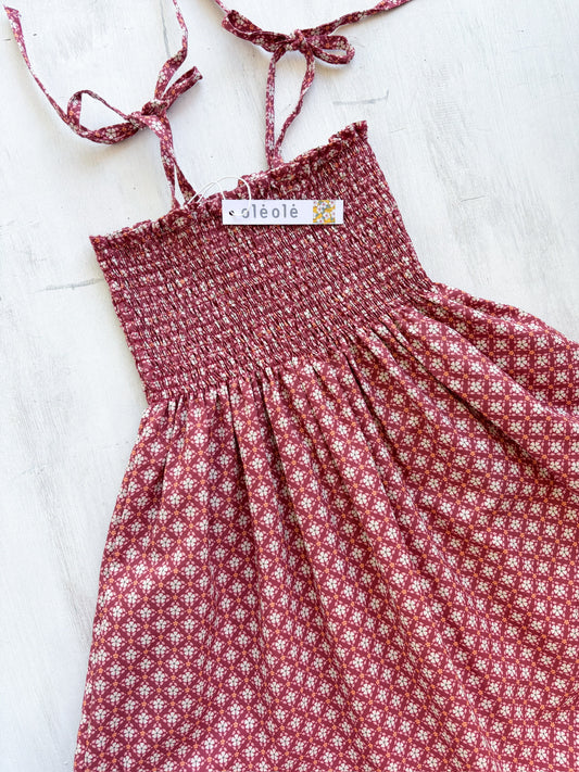 Vestido arruchado geometrical roja