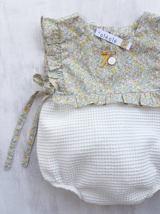 Pelele flores tupida amarilla combinada