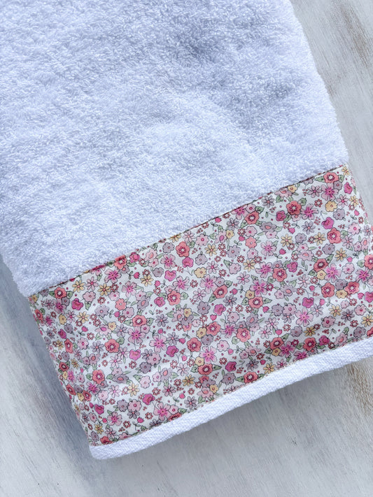 Juego de paños flores medianas rosado y amarillo