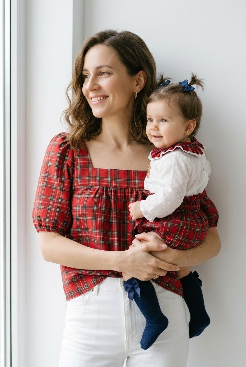Camisa de mamá tartán rojo
