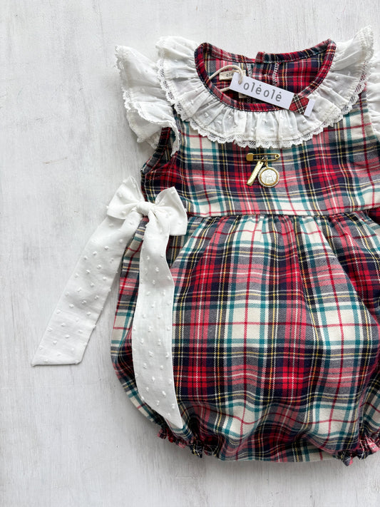 Ranita tartán burdeos y beige