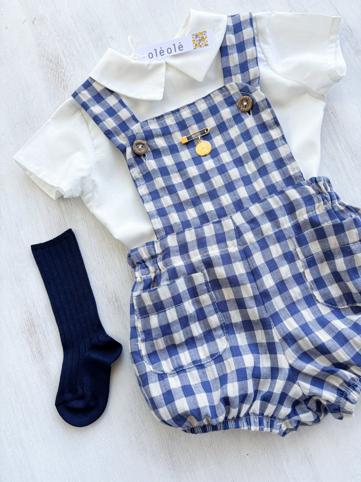 Conjunto braga varón seersucker azul marino