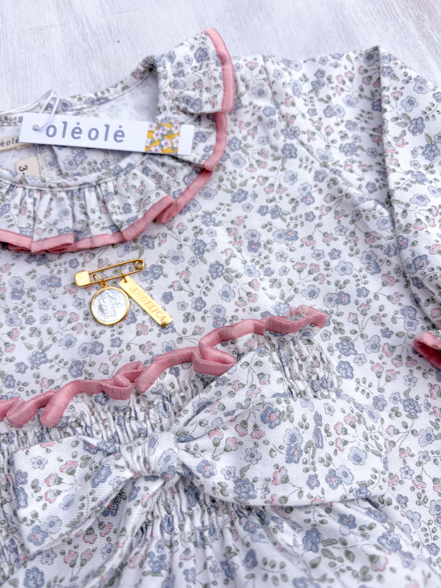 Conjunto MatchyMatchy bombacha flores mini azul medio y rosado