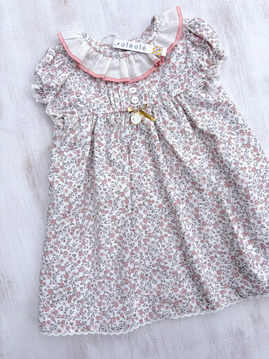 Vestido Madrid flores mini guayaba y rosado