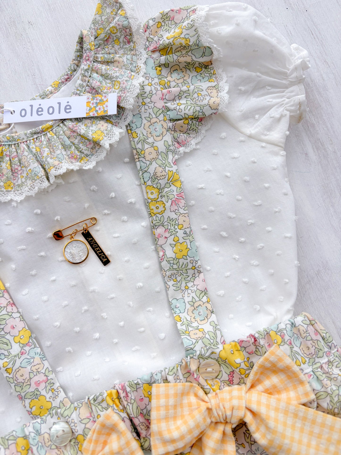 Conjunto falda c/tirantes y faralados flores medinas amarillas combinadas