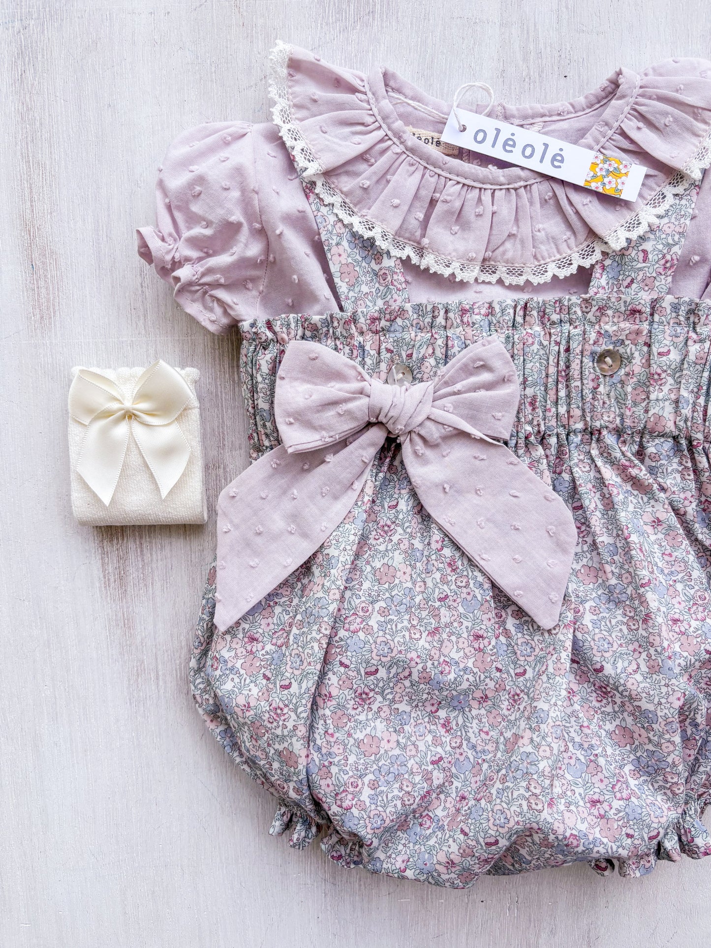 Conjunto bombacha alta flores tupida rosa combinada