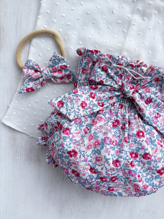 Bombacha c/lazo flores medianas fucsia