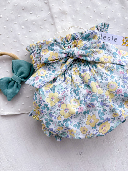 Bombacha c/ lazo flores grandes tipo liberty amarillas
