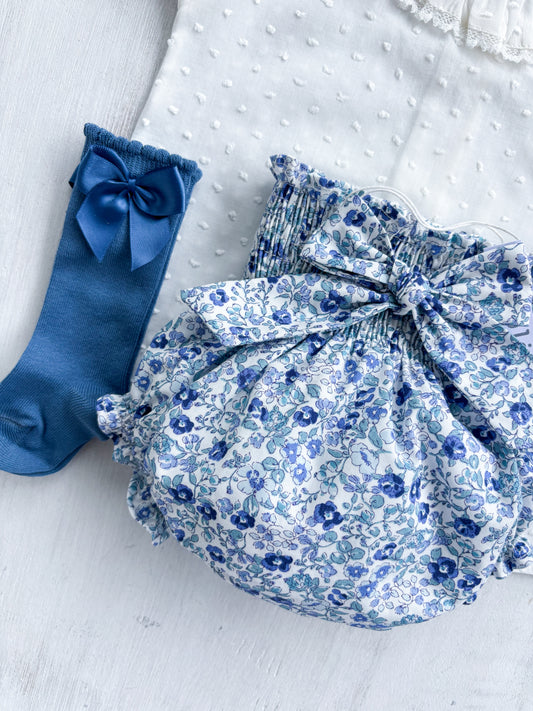 Bombacha flores medianas azul