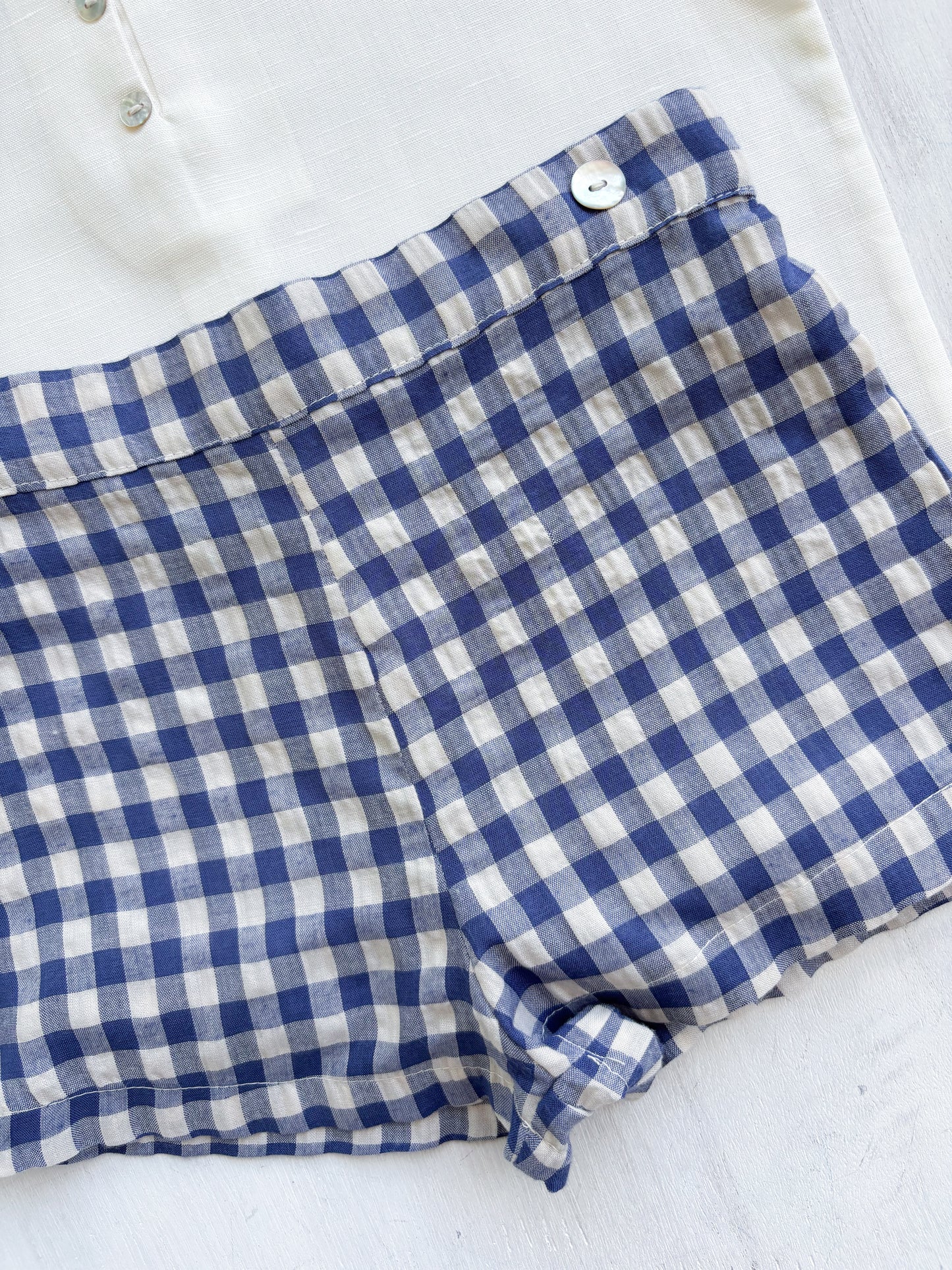 Conjunto varón short seersucker azul marino