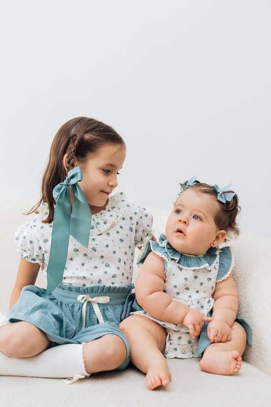 Ranita boblé flores medianas tonos verdes