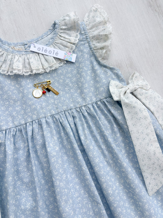 Vestido ranita flores mini fondo azul