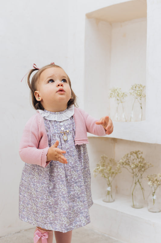 Vestido Madrid enredadera flores azul y rosada Success