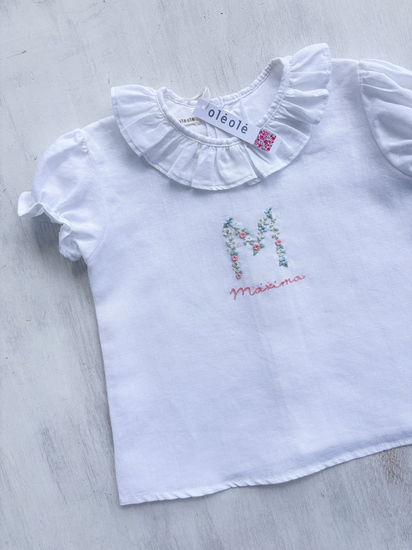 Camisa hilo personalizada bordada a mano