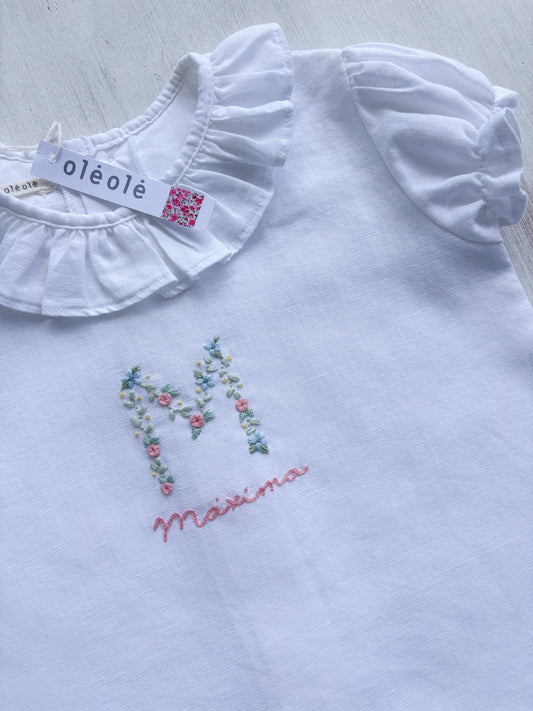 Camisa hilo personalizada bordada a mano