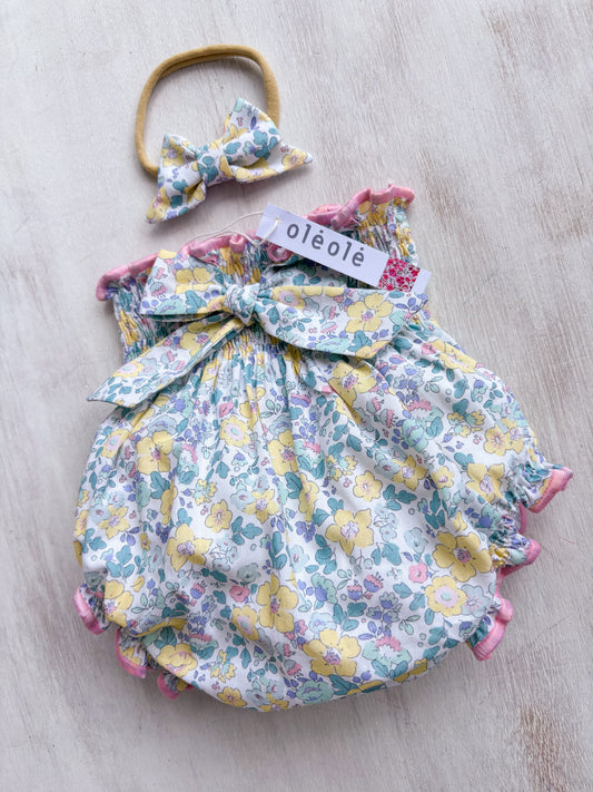 Bombacha c/ lazo flores grandes tipo liberty amarillas