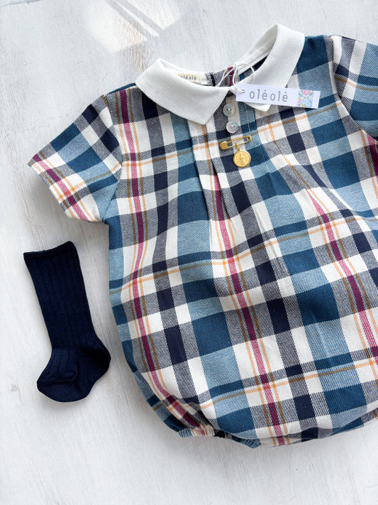 Ranita varón cuadros marino y azul medio