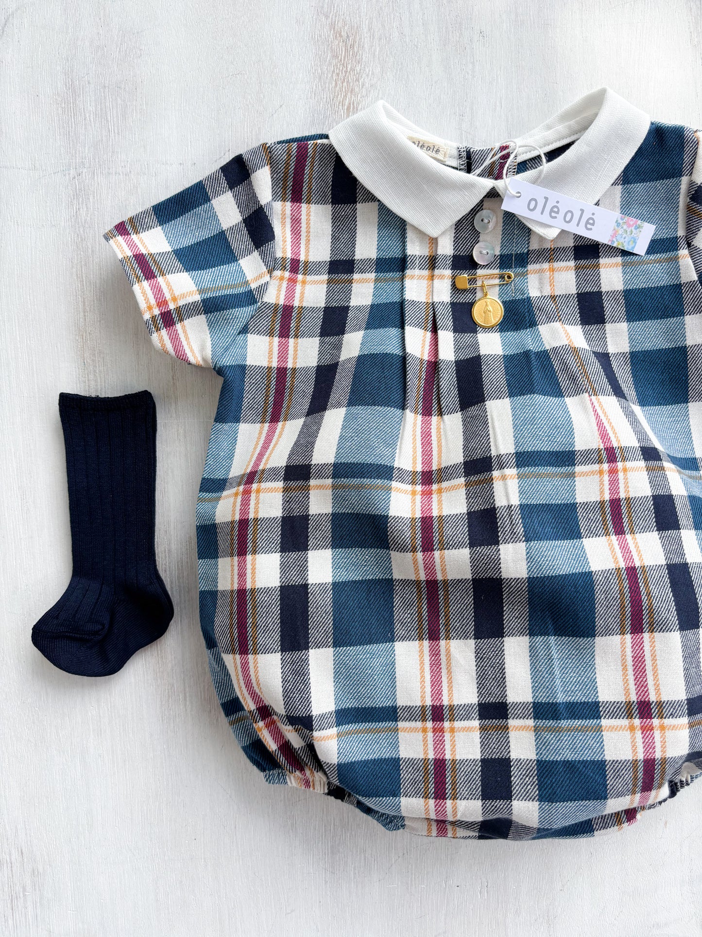 Ranita varón cuadros marino y azul medio