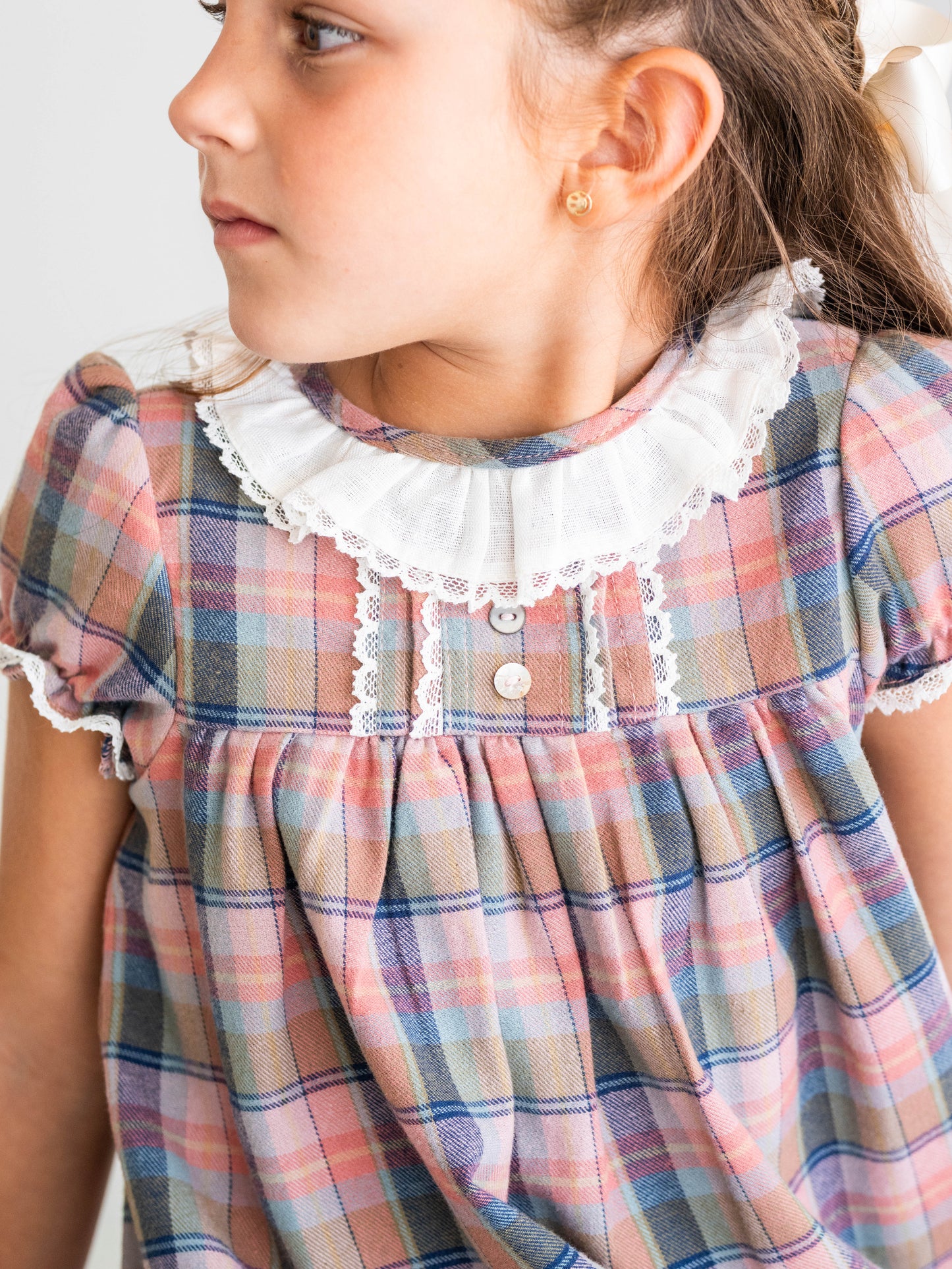 Vestido Madrid tartán rosado