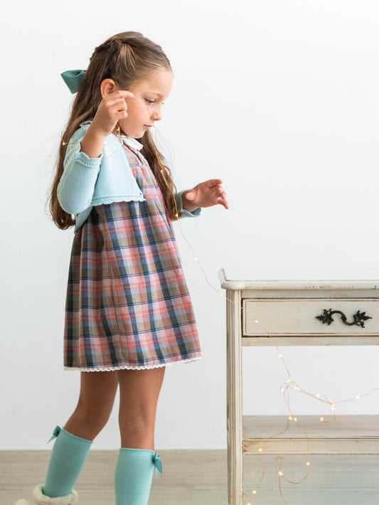 Vestido Madrid tartán rosado