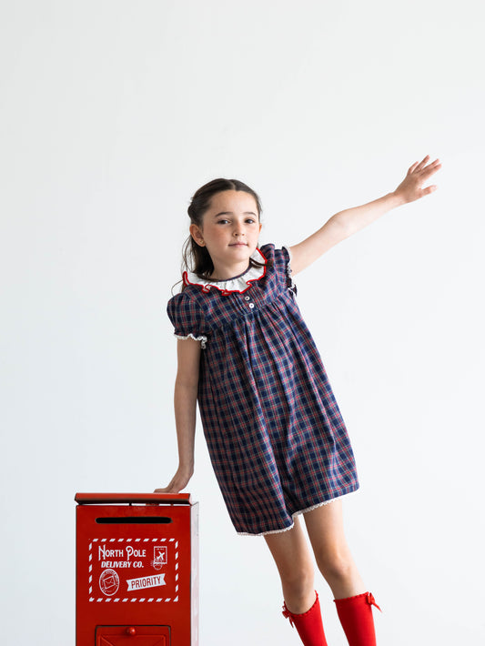 Vestido Madrid tartán marino y rojo