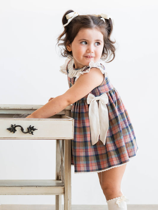 Vestido ranita tartán rosado