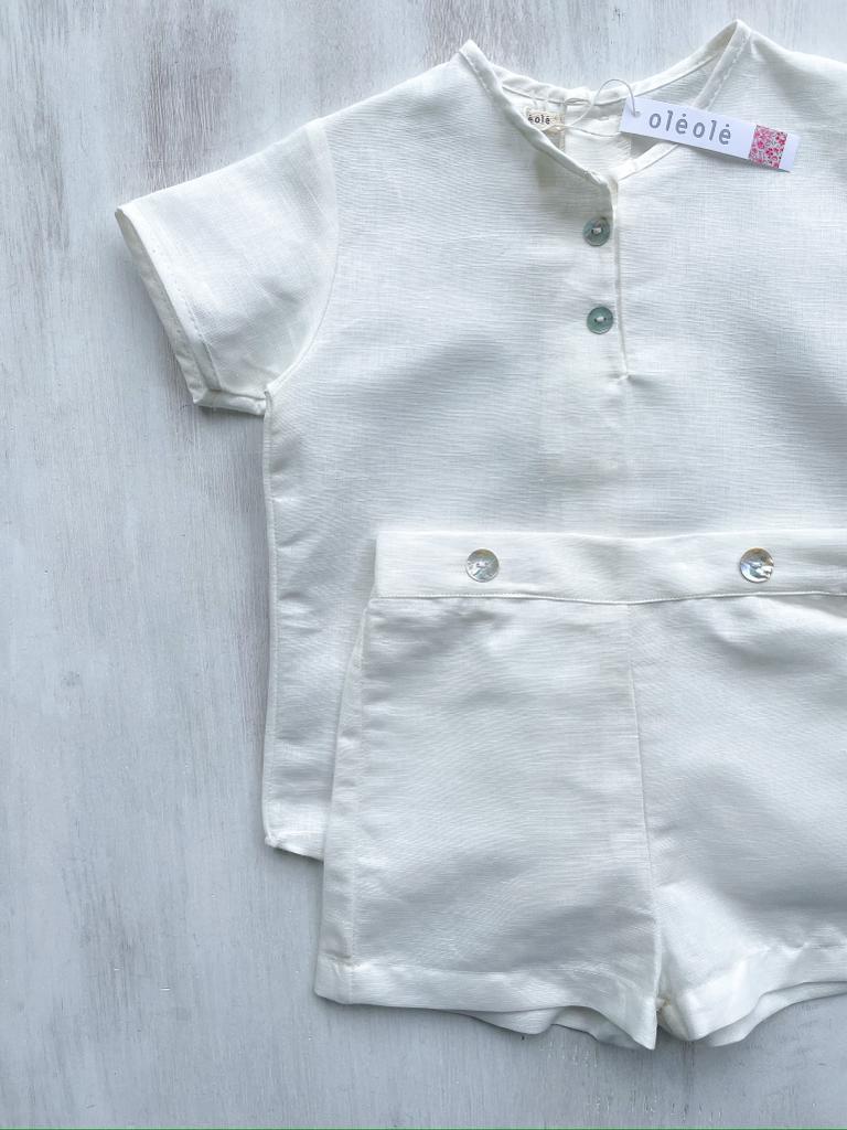 Conjunto varón short hilo crudo