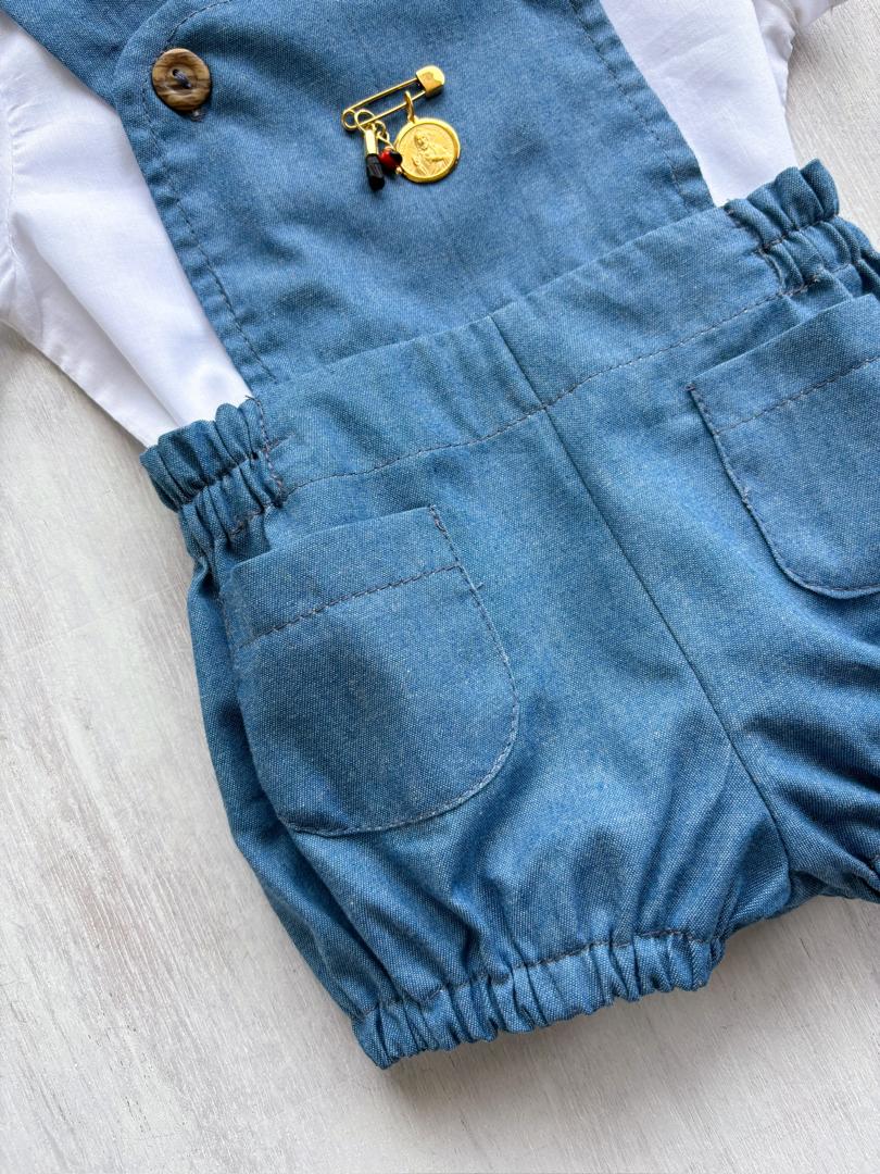 Conjunto braga blue jean y camisa blanca
