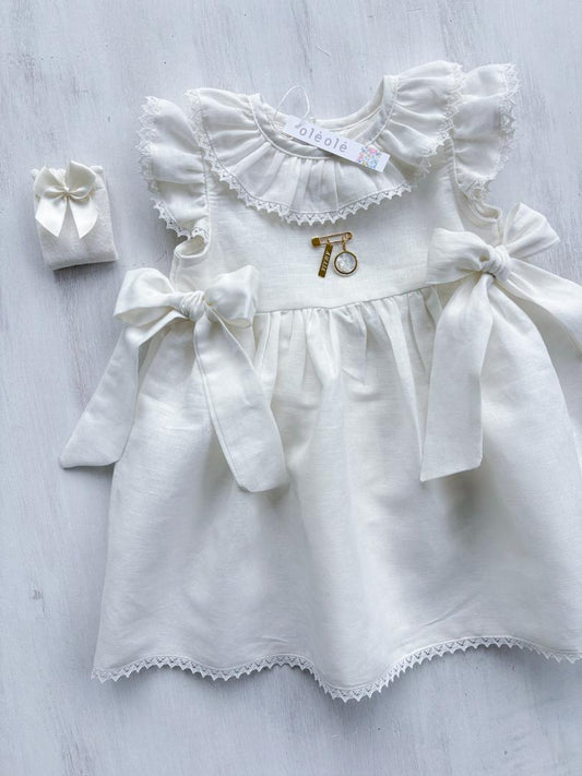Vestido ranita cortejo hilo crudo