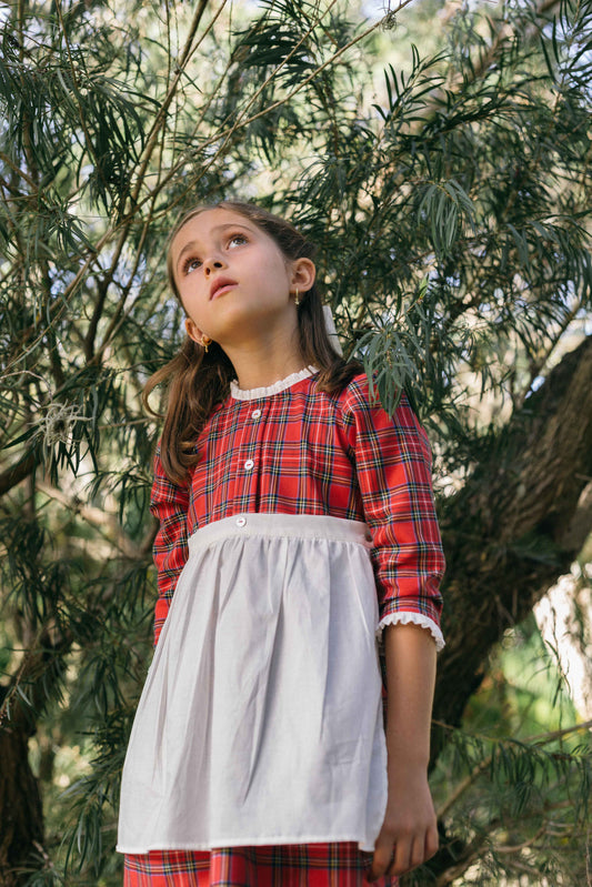 Vestido manga larga tartán rojo