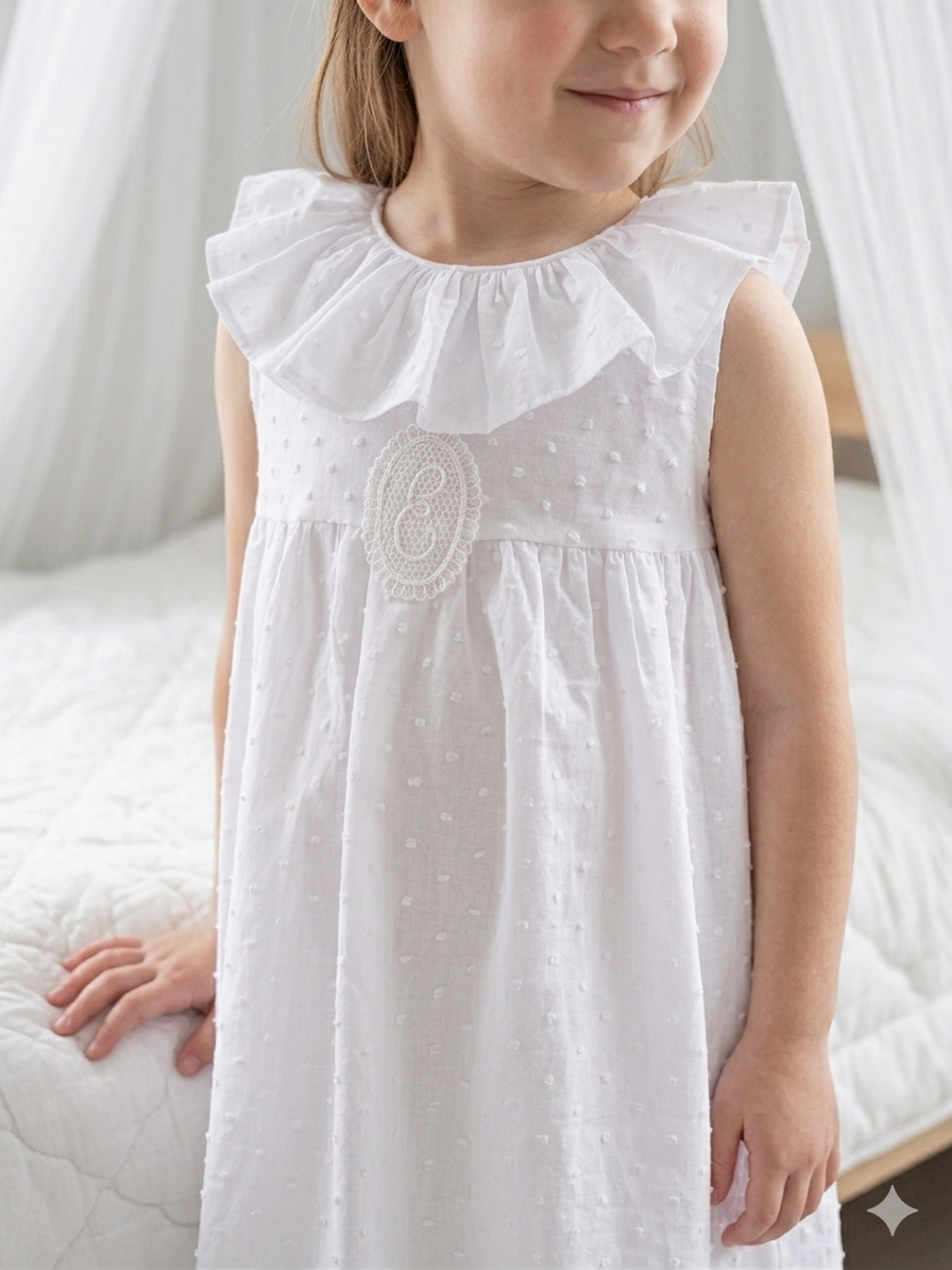 Pijama sin mangas plumeti blanco