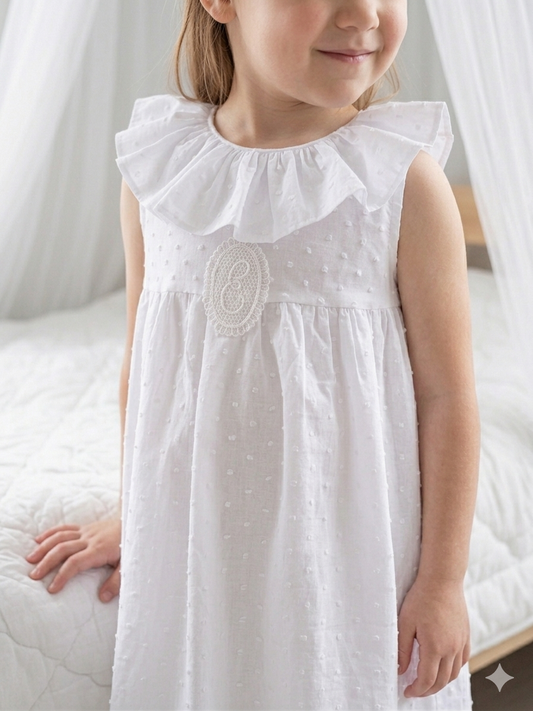 Pijama sin mangas plumeti blanco