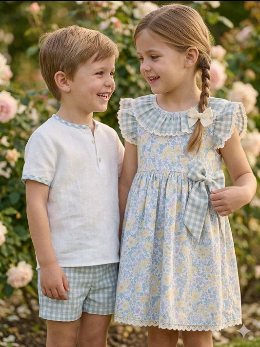 Vestido ranita flores grandes tipo liberty amarillas