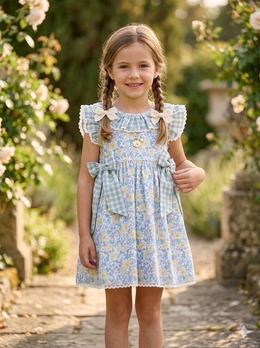 Vestido ranita flores grandes tipo liberty amarillas