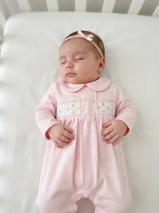 Pijama nido de abeja rosado