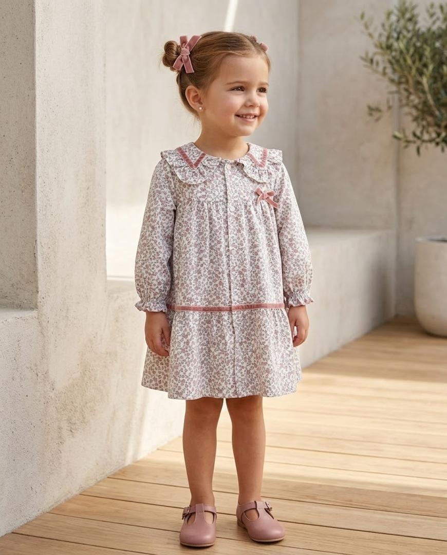 Vestido granada flores mini guayaba y rosado