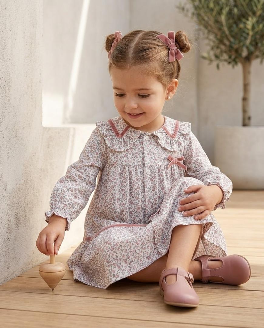 Vestido granada flores mini guayaba y rosado