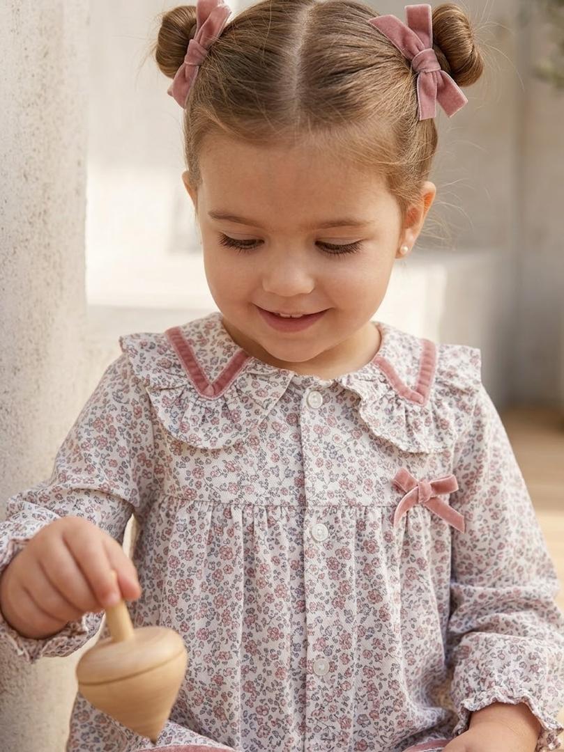 Vestido granada flores mini guayaba y rosado