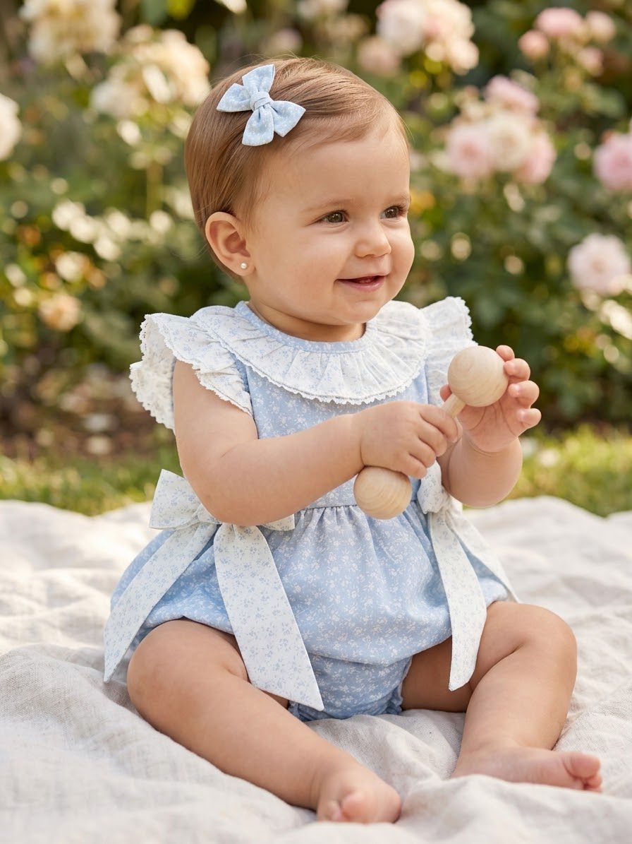 Ranita flores mini fondo azul