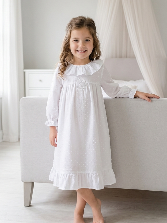 Pijama manga larga plumeti blanco