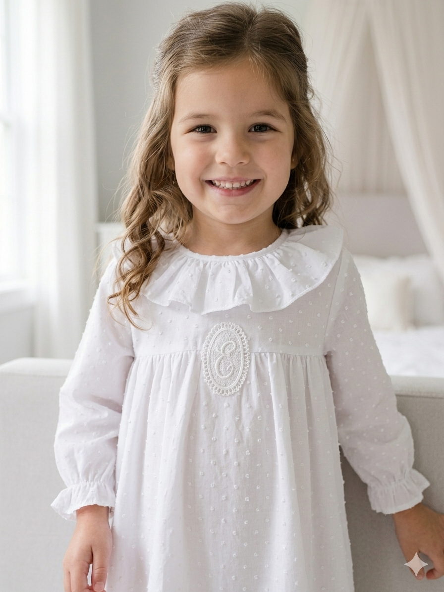 Pijama manga larga plumeti blanco