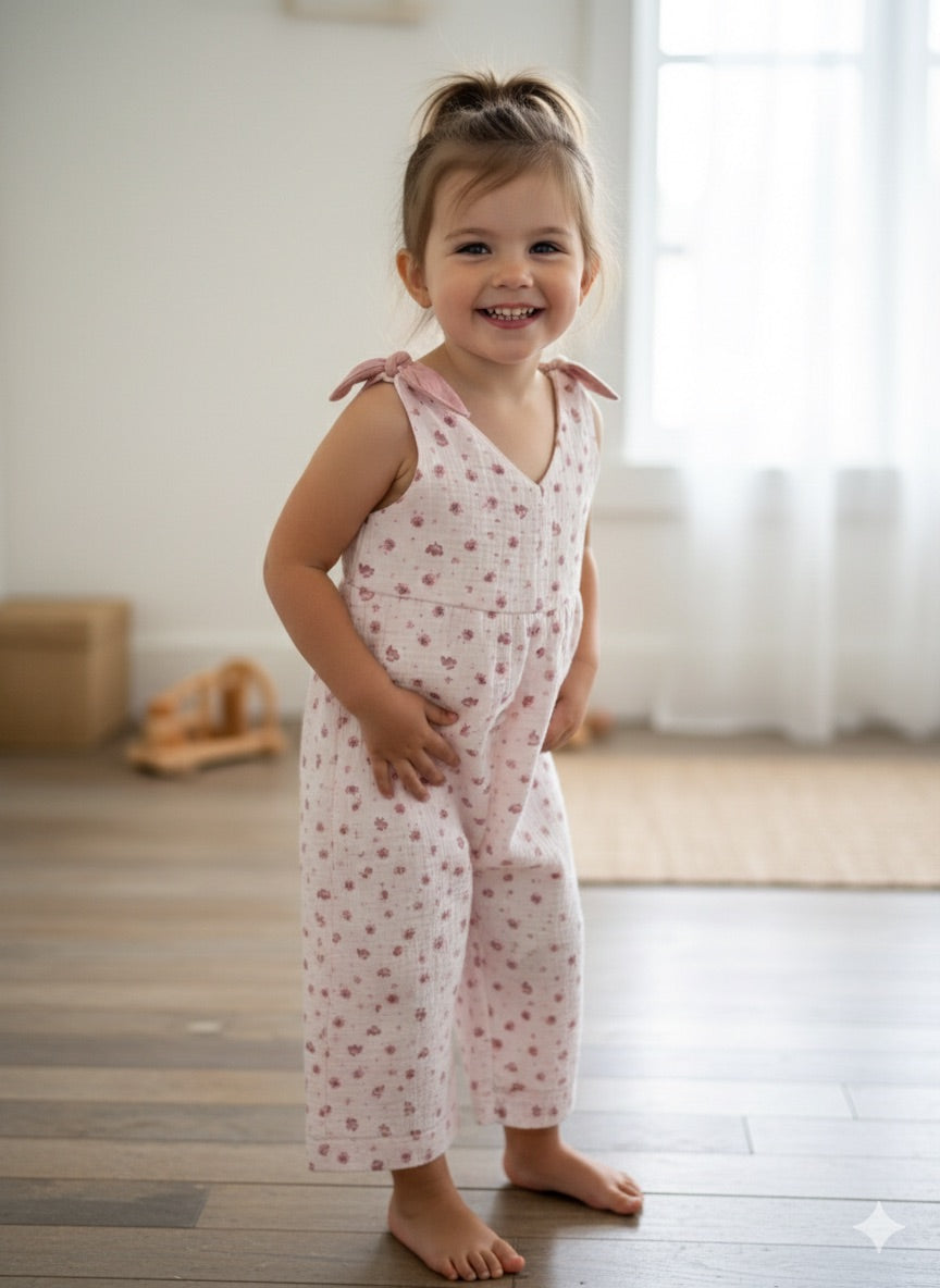 Braga de niña boblé flores medianas tonos rasados