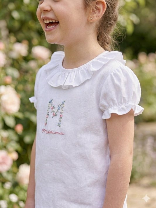 Camisa hilo personalizada bordada a mano